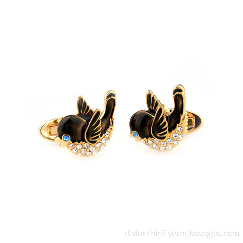 Golden Cufflinks Make Custom Bird Cufflinks With Black Paint